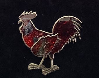Vintage Cloisonné Gallo Broche Retro Cockerel Pin Esmalte Broche Figural Broche Animal Pin