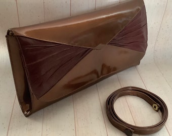 Sac à bandoulière Allende de Mayfair vintage des années 60, pochette couleur cuivre, sac à main rétro en simili cuir, pochette plissée, grand sac à main