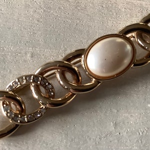 Vintage Cabochon Pearl Brooch Retro Jacket Lapel Pin Looped Bar Brooch Costume Jewelry Mid Century Brooch image 5