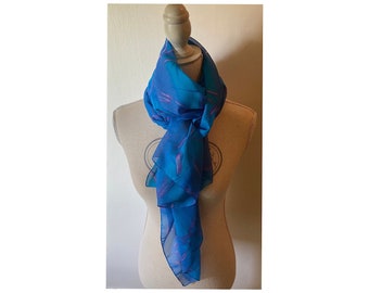 Vintage BHS Scarf Large Blue Wrap Retro Neckerchief Headscarf Mid Century Headband Beach Cover Up