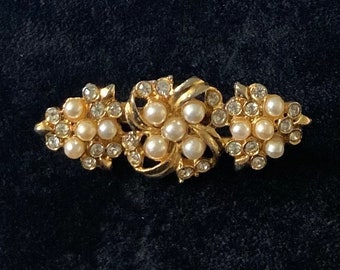 Vintage broche Faux Pearl Goldtone Pin Retro Cluster Sieraden Kostuum Sieraden Mid Century Broche