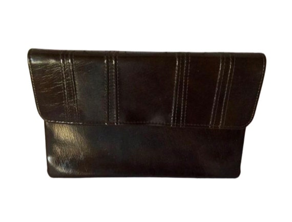Vintage 1970s Brown Leather Chamelle Clutch Bag En