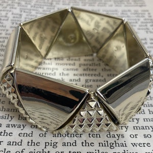 Vintage 1980s Gold-Colored Panel Bracelet: Retro Boho Jewelry