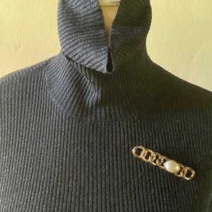Vintage Cabochon Pearl Brooch Retro Jacket Lapel Pin Looped Bar Brooch Costume Jewelry Mid Century Brooch image 7