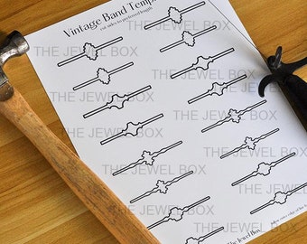 Vintage Ring Band Template, Jewelry Shank Stencil, Metalsmith Tools, Printable, Digital Download