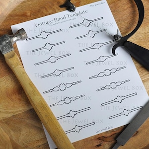 Vintage Ring Band Template, Outline Jewelry Shank Stencil, Metalsmith Tools, Printable, Digital Download