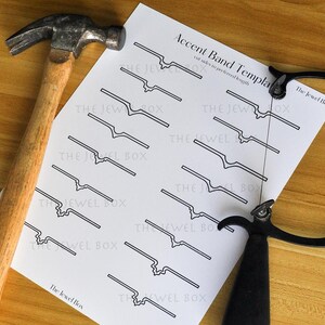 Modello per gambo anello, stencil per fascia decorativa per la creazione di gioielli, strumenti per orafi, stampabile, download digitale