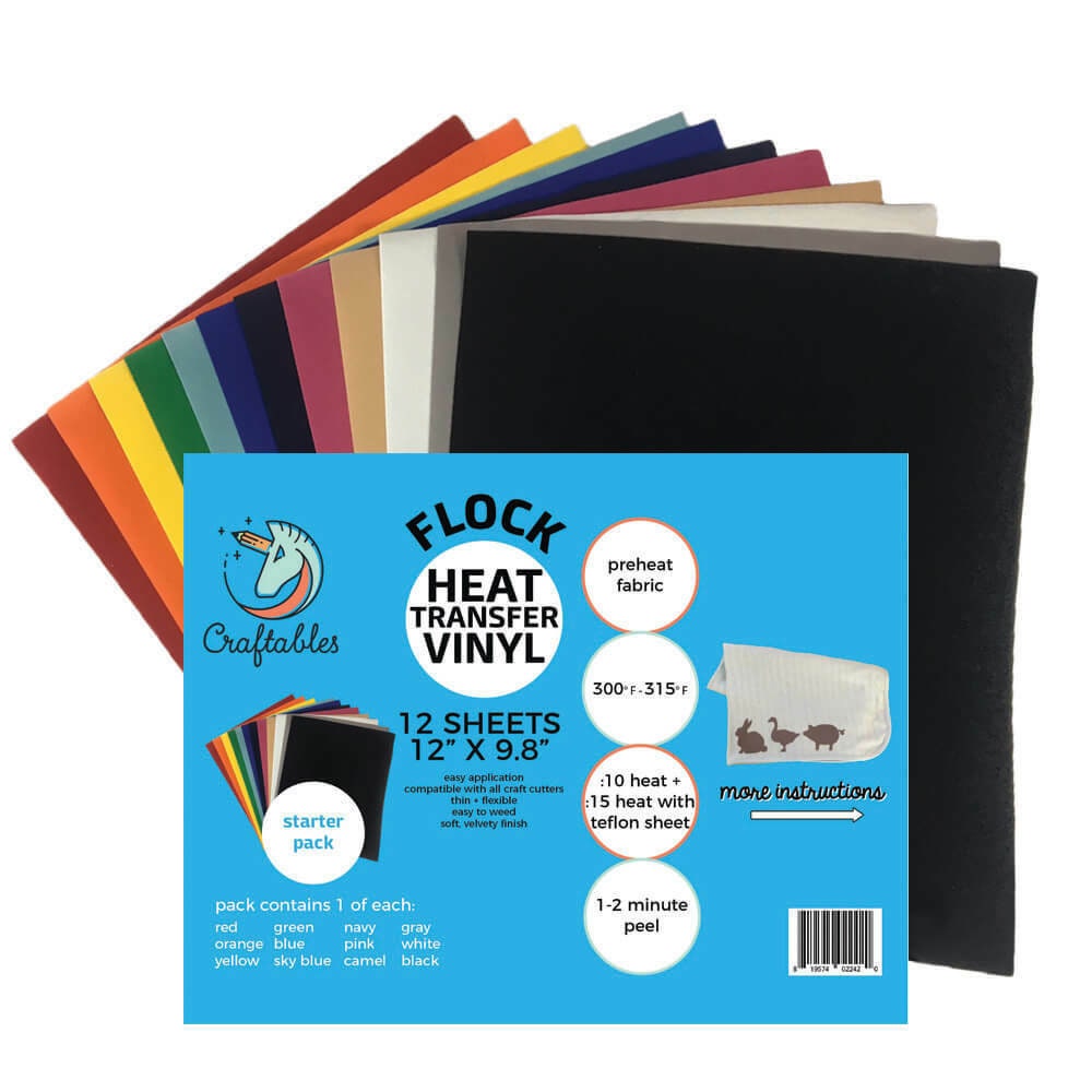 Flocked HTV Complete Starter Pack 12 Sheets Flock Iron on Etsy