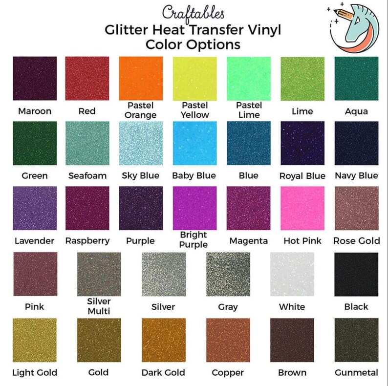 Craftables Glitter Heat Transfer Vinyl HTV Easy to Weed Etsy