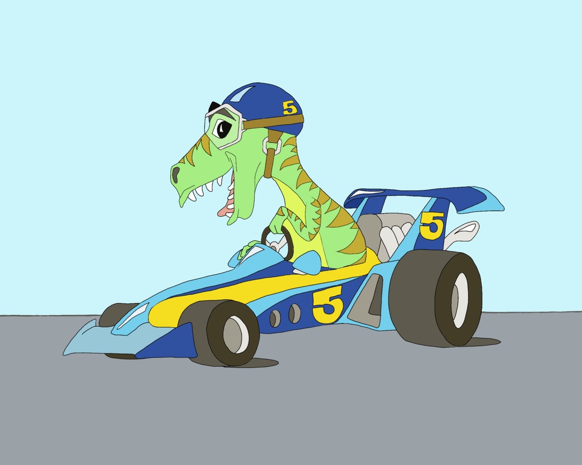 Rex Racer Birthday Racer Rex ~ Race Car ~ Grand Prix ~ Cars ~ Dinosaurs ~ Fun Art ~ Series ...