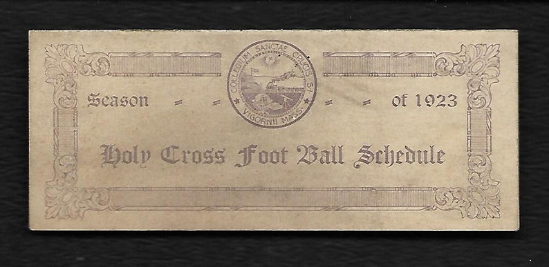 Football Schedule Holy Cross 1923 Season Collectibles Memorabilia Football Schedule Holy Cross 1923 Season Collectibles Memorabilia