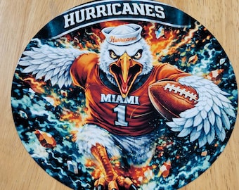 Round aluminum ibis bird running football sign.