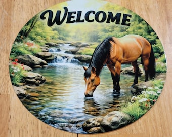 Horse & Brook Welcome Sign.