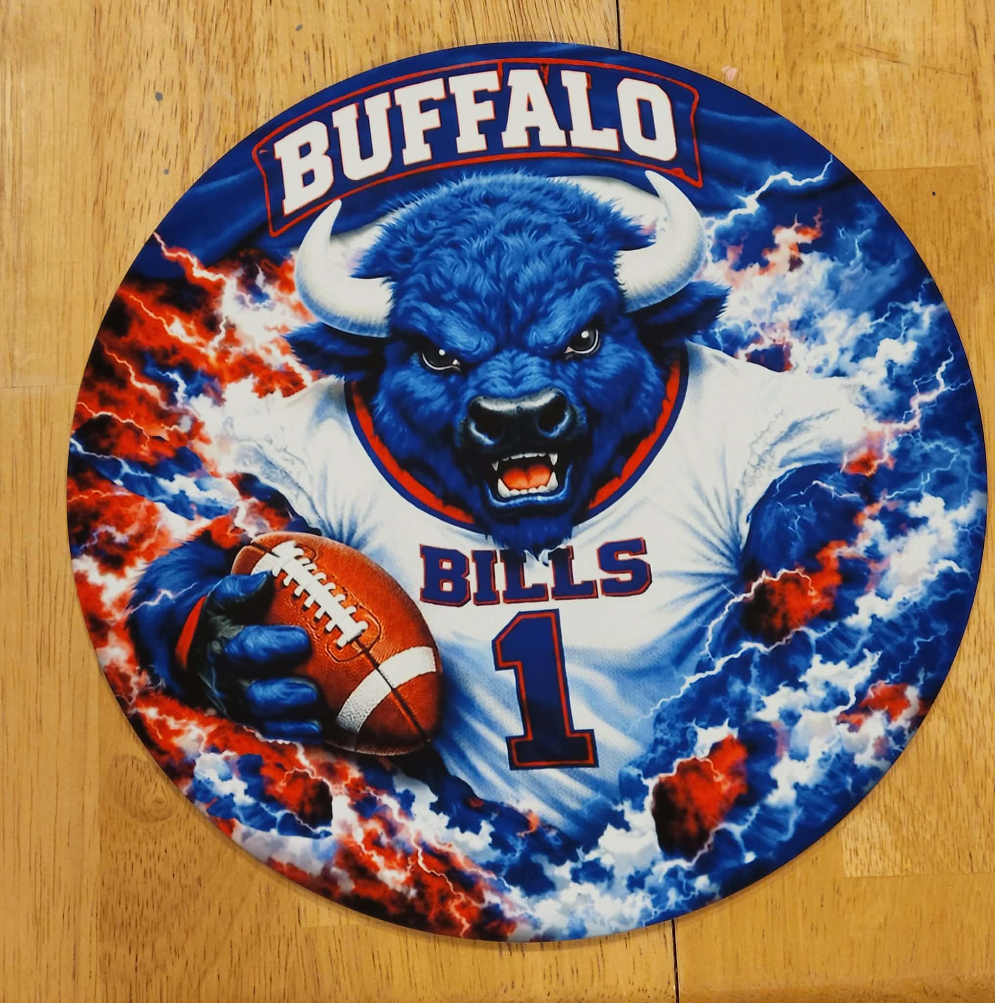 Round Aluminum Blue Buffalo Carrying Football Sign. - Etsy