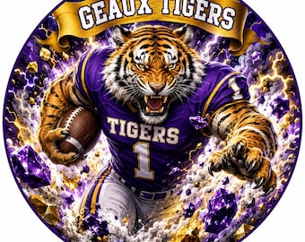 Round Aluminum Tiger Carrying Football Sign