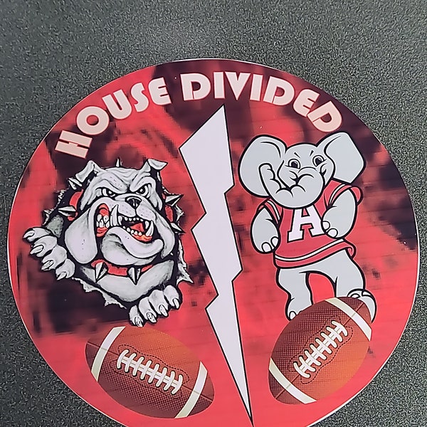 8" Round Metal "House divided" football sign... Georgia Bulldogs & Alabama Crimson Tide