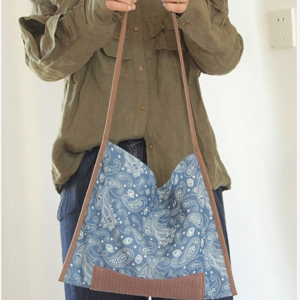 Jeelow Floral Canvas Tote Handbag Shoulder Hobo Bag Purses For Men Women Bohemian Style Slim Lightweight Artistic