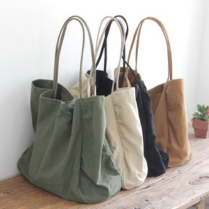 Jeelow 16oz Washed Canvas Tote Shoulder Bags Purse Handbag For Men & Women Oversize