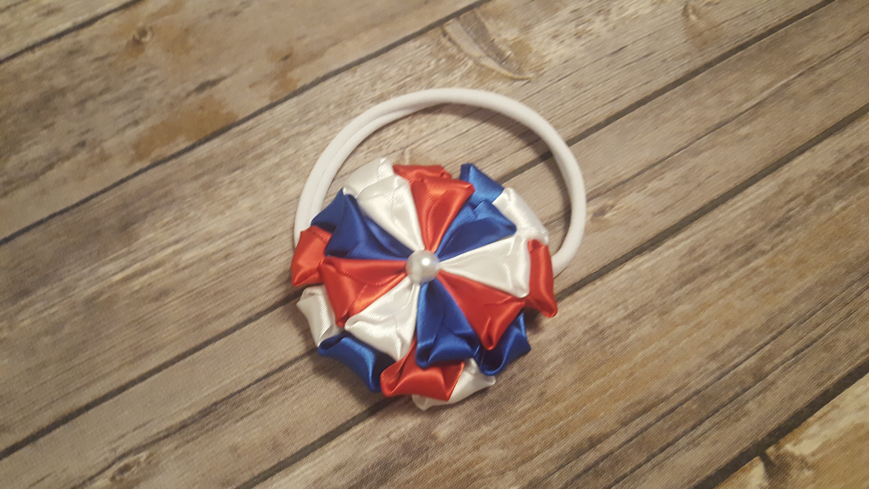 red white and blue baby headband