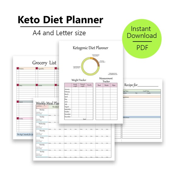 keto diet planner for low carb diets weekly diet planner etsy