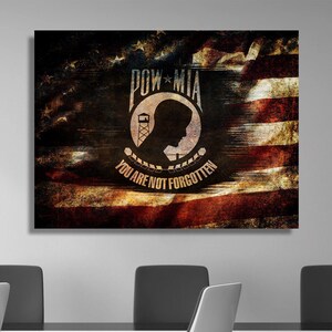 Pow Mia Motivational Wall Canvas Art Office Decor Entrepreneur First Responder Warrior Quote