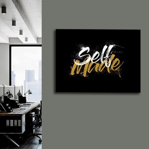 Self Made Motivational Wall Canvas Art Office Decor Entrepreneur Quote