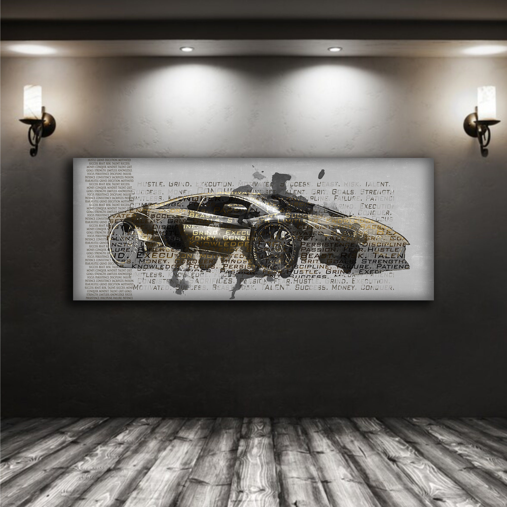 Gold Lamborghini Motivation Canvas Print Motivational Wall Art | Etsy