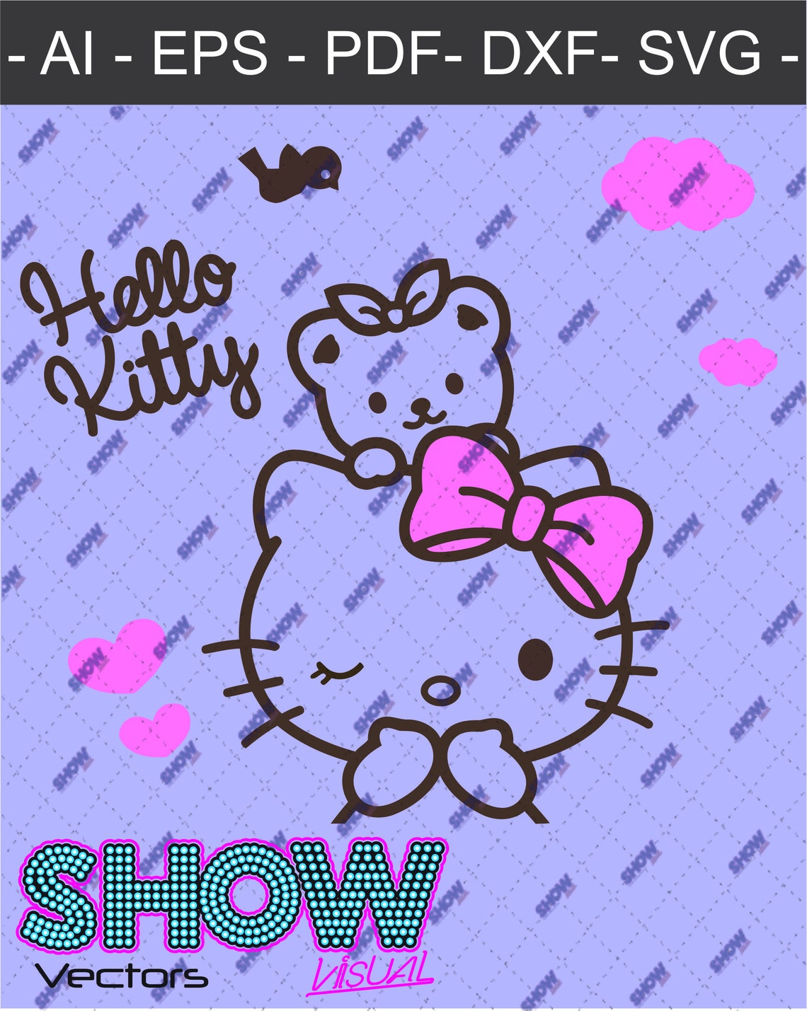 Cute Hello Kitty vector SVG EPS AI pdf dxf for cut | Etsy
