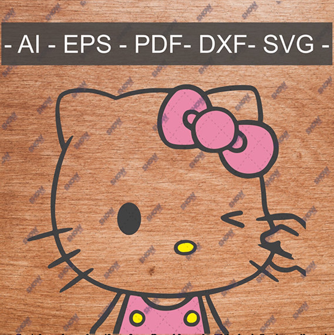 Hello Kitty face vector SVG EPS AI pdf dxf for cut | Etsy