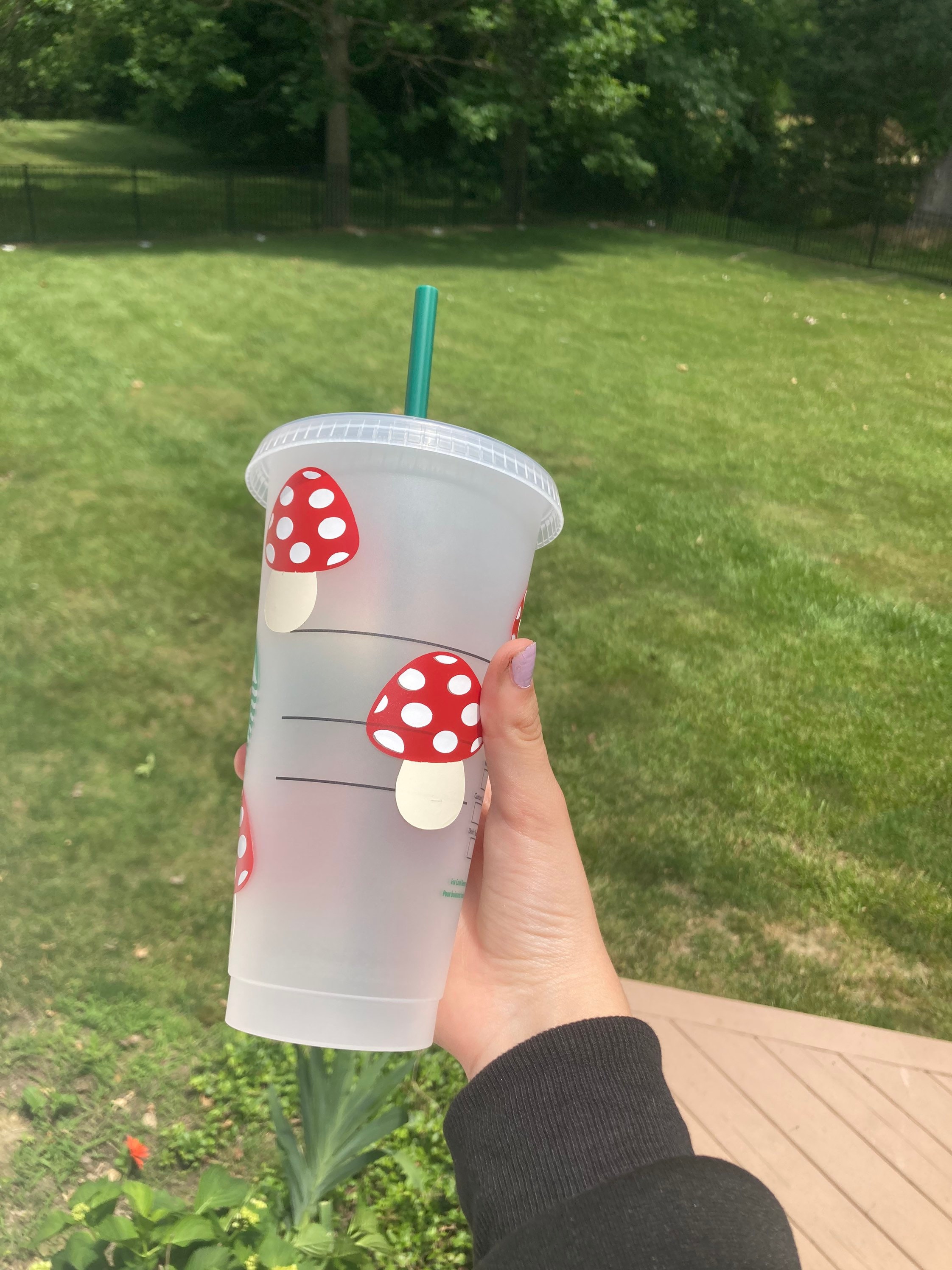 Mushroom Starbucks Cold Cup Mushroom Tumbler Garden Etsy