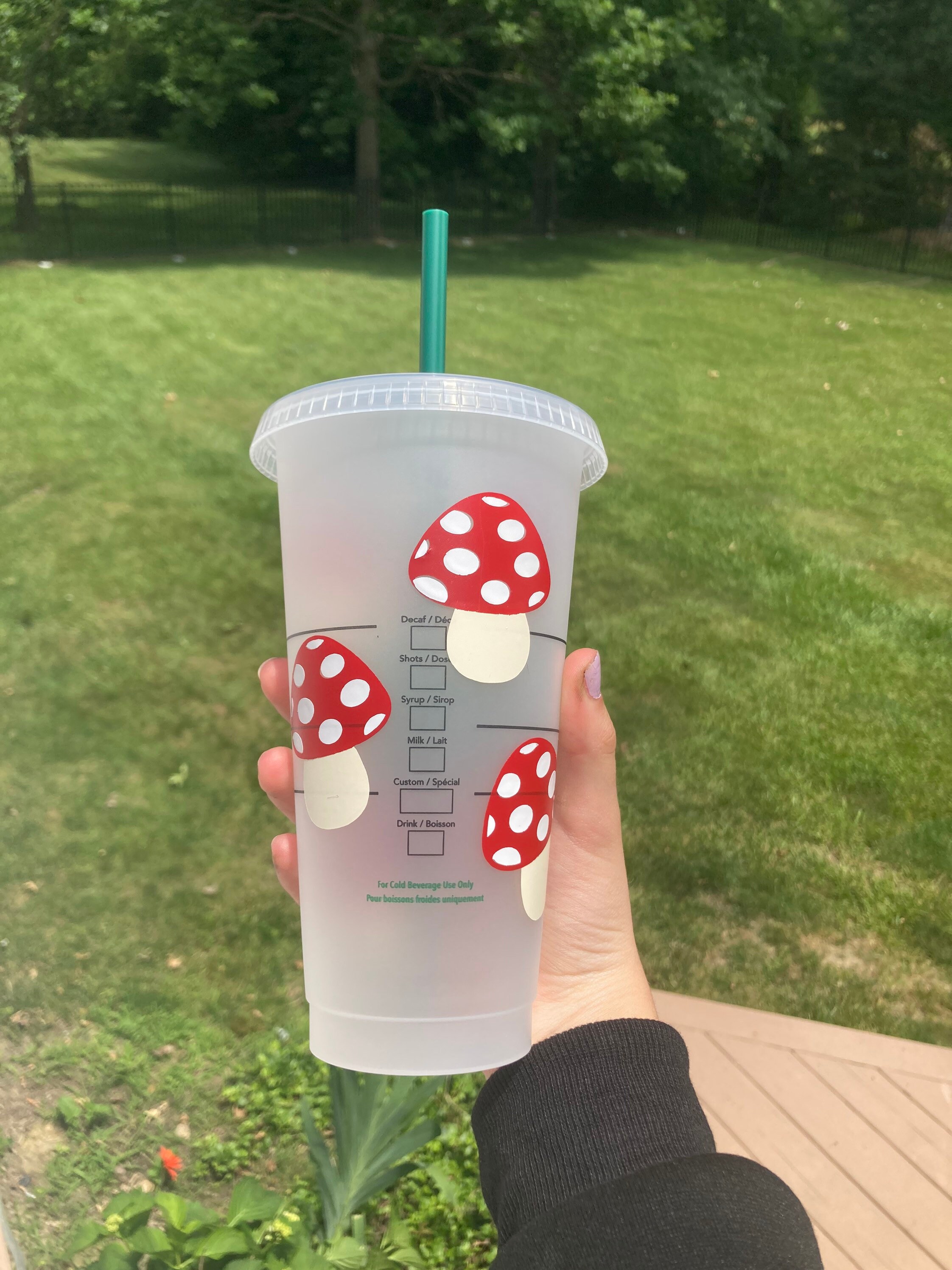 Mushroom Starbucks Cold Cup Mushroom Tumbler Garden Etsy