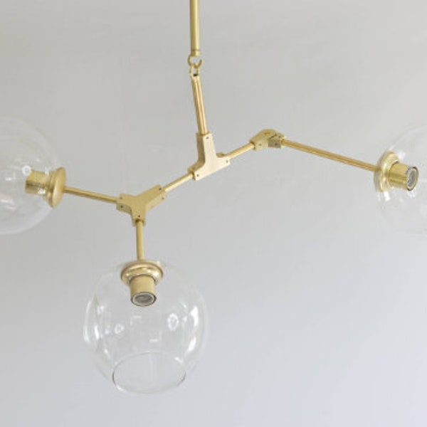 Modern Branching Chandelier, Bubble Globe 3 light fixture