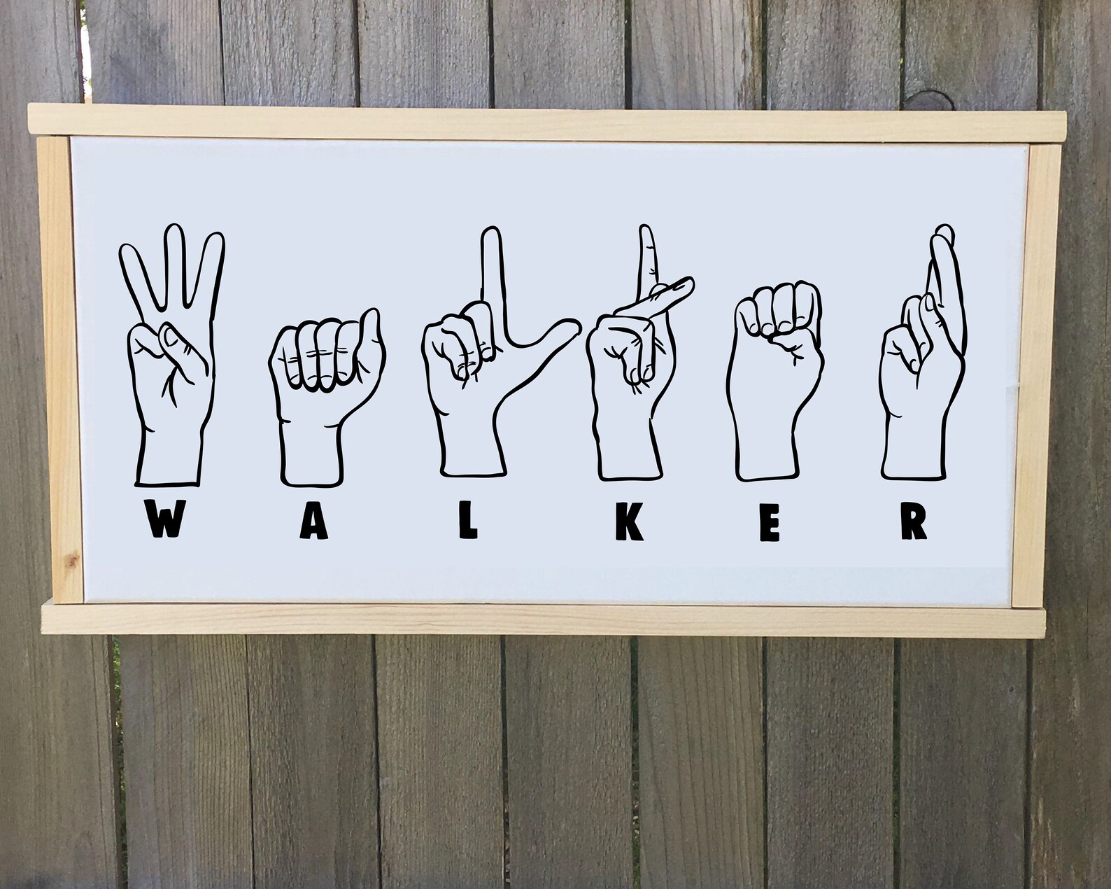 Custom Name in ASL Wood Framed Wall Sign Personalized Name Etsy