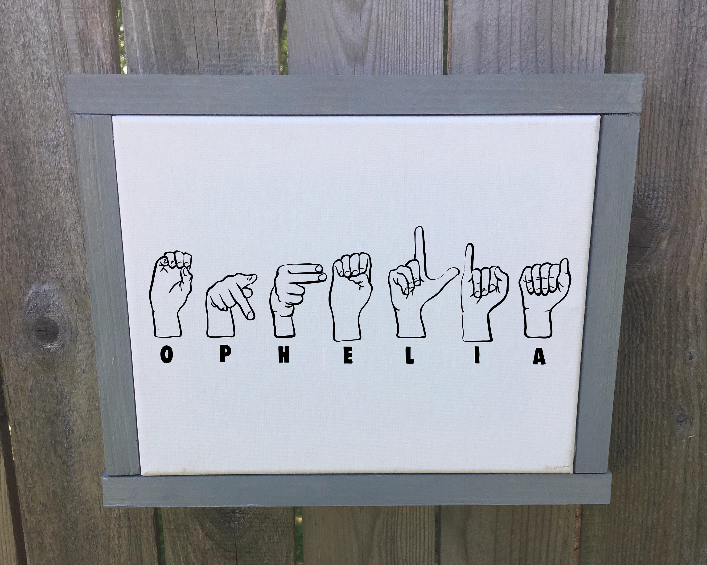 Custom Name in ASL Wood Framed Wall Sign Personalized Name Etsy