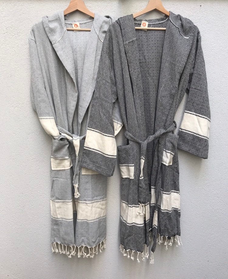 Couple Robe Sets Contemporary Series Turkish Bathrobes, Handloomed 100