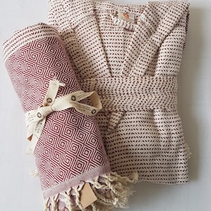 Gift Set! Robe and Towel. Nordic Series Best Seller 100% Natural Cotton Robe and Towel
