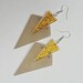 Eighties 80s Retro Statement Bold Geometric Acrylic Earrings Pierced Ears Hook Dangly Block Vintage Arrow Frosted Grey Gold Glitter Colour