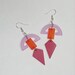 Gorgeous Eighties 80s Retro Statement Bold Geometric Earrings Pierced Ears Fish Hook Dangly Block Colour Lilac Orange Wine Red Vintage