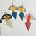 Gorgeous Eighties 80s Retro Statement Bold Plastic Earrings Pierced Ears Fish Hook Dangly Block Colour Black Gold Glitter Vintage