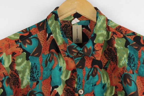 Tropical Pattern Reworked Vintage Button Up Blous… - image 3