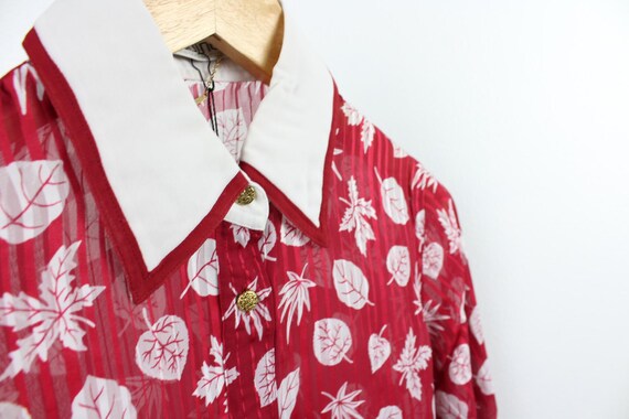 Leaf Pattern Cropped Vintage Button Up, Reworked … - image 6