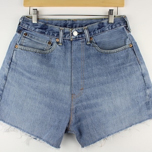 Upcycled Vintage Denim Shorts, High Waisted, Cut Offs, 90&#39;s, 30&quot; Waist