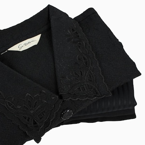 Mystery Cropped Black Vintage Button Up Blouse Reworked, Basics, Goth, Grunge, Staple, Neutral, Women image 3