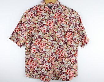 Floral Vintage Short Sleeve Button Up Shirt Blouse: 90s Vibe