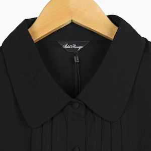 Mystery Cropped Black Vintage Button Up Blouse Reworked, Basics, Goth, Grunge, Staple, Neutral, Women image 8