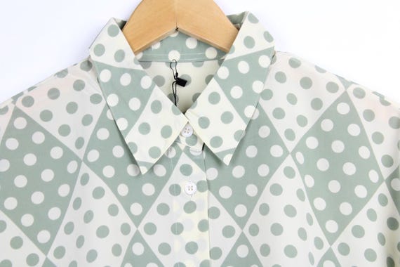 Dot Pattern Reworked Vintage Button Up Blouse - C… - image 2