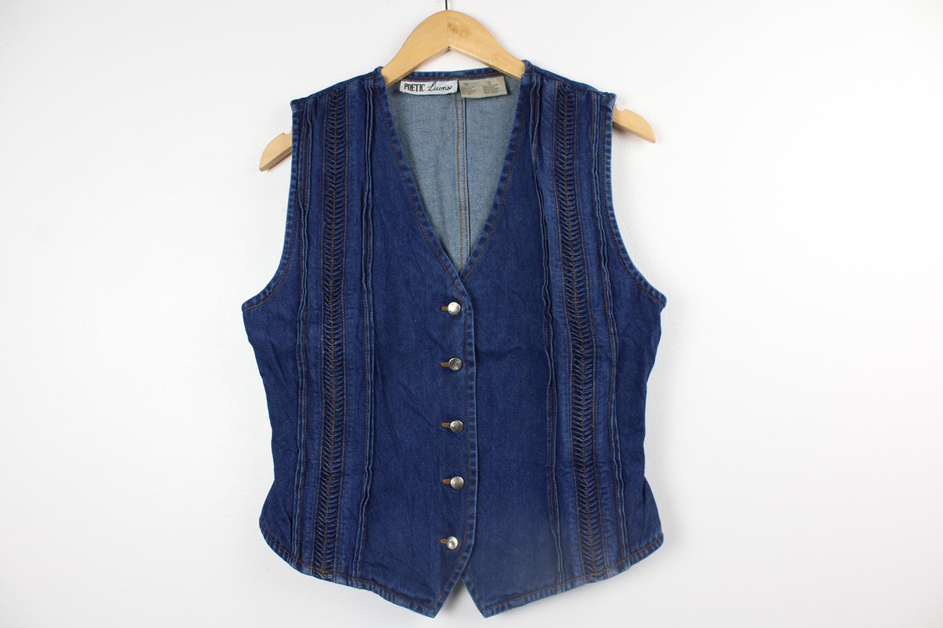 90s Vintage Jean Vest Top, Fitted Denim Layer - Etsy