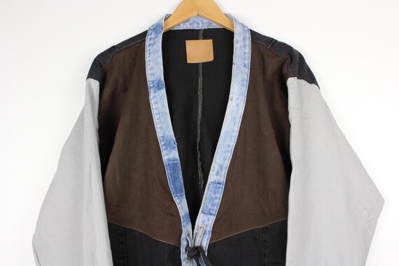 Upcycled Patchwork Denim Jacket with Tie Front, U… - image 2