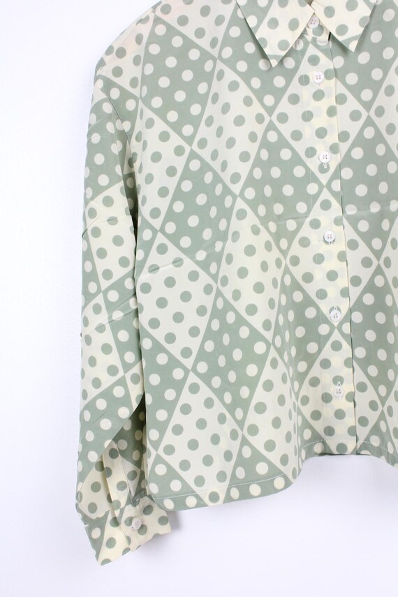 Dot Pattern Reworked Vintage Button Up Blouse - C… - image 4