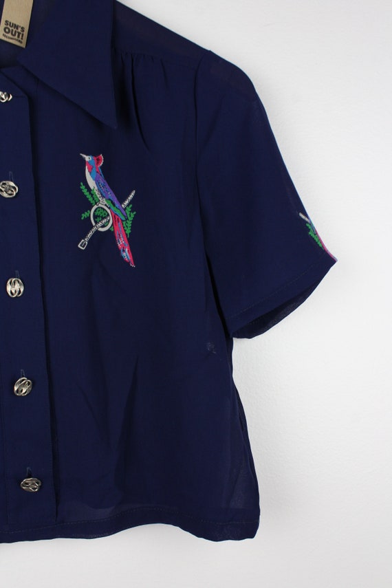 601 Reworked Vintage Cropped Short Sleeve Button … - image 3